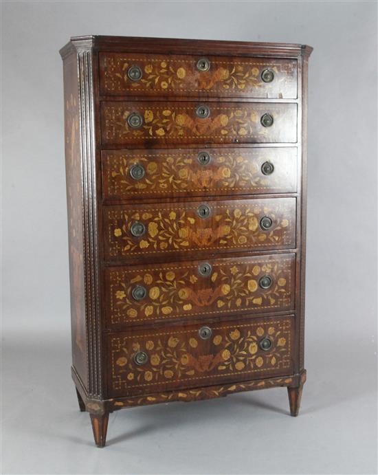 A 19th century Dutch mahogany and floral marquetry chest, W.3ft 2in. D.1ft 6in. H.5ft